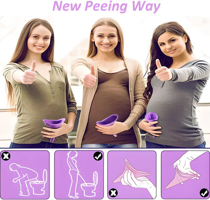 Convenient camping urination device for women with flexible silicone funnel and long spout for discreet, mess-free use