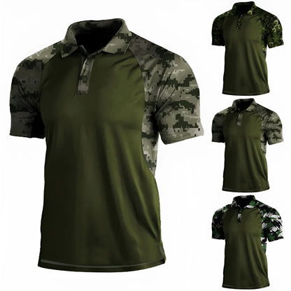 Men's striped short-sleeved polo shirt with lapel collar and zip front in polyester fibre, summer top in sizes S to XXXL