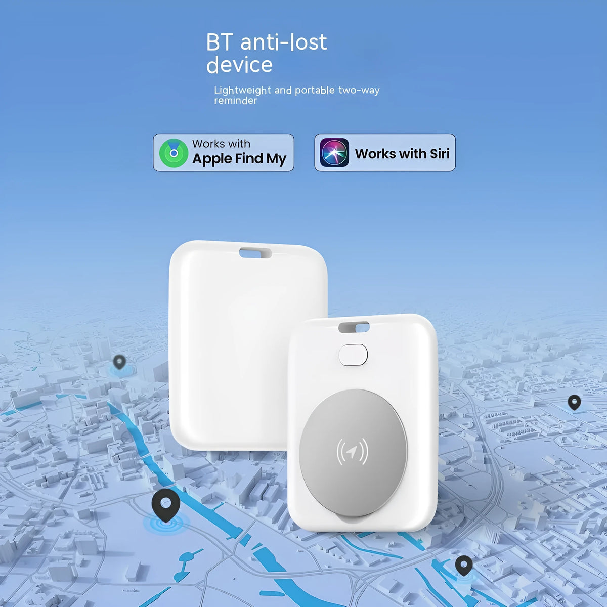 White ABS plastic pet tracking device with portable design for Apple users