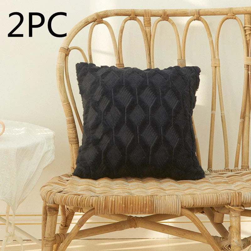 Luxury fur cushion cover in various colors, perfect for sofa or bed decor