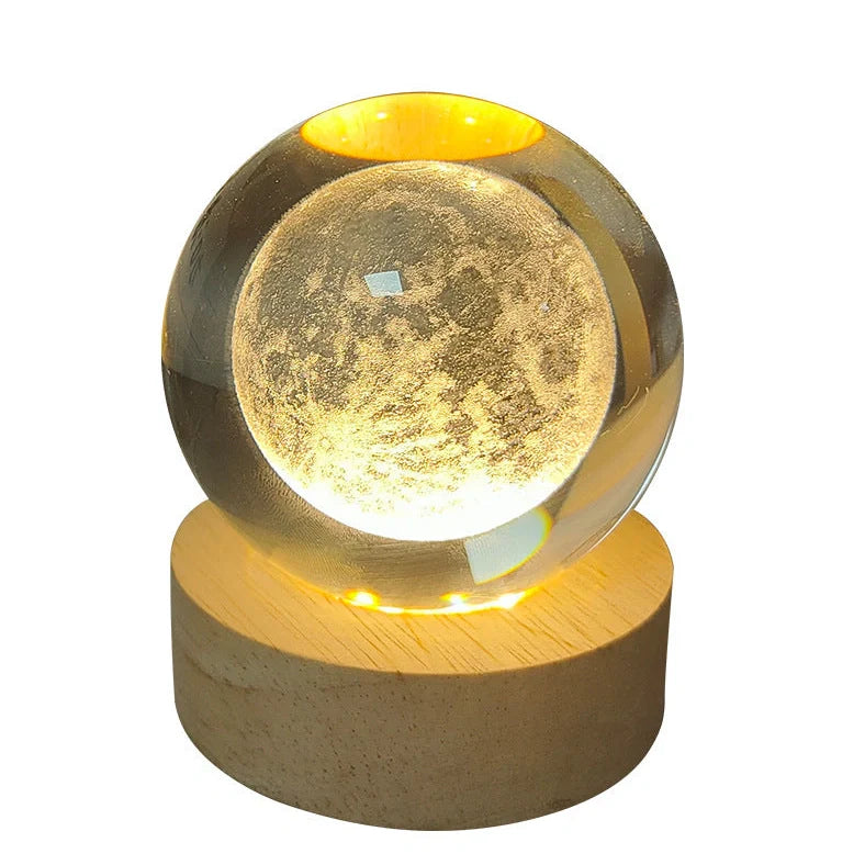 White crystal ball night light with USB plug showing uniform illumination and decorative design options