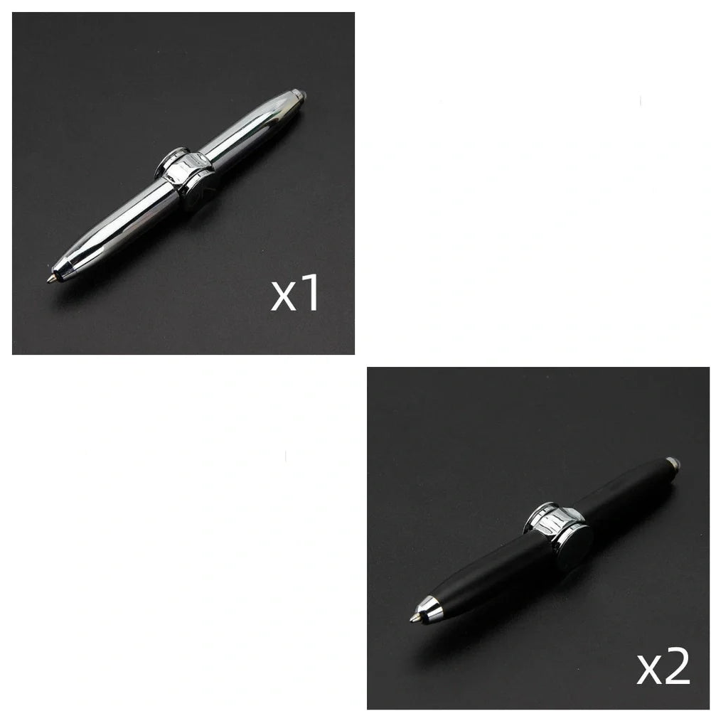 Multifunctional decompression gyro ballpoint pen showing 10.3cm length and spinning mechanism