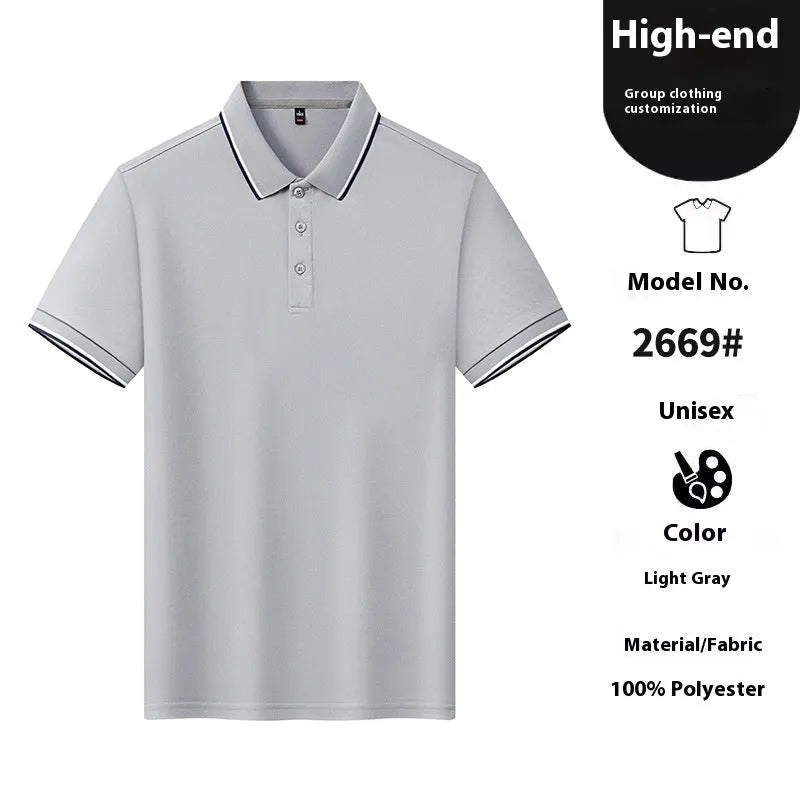 Man modelling a thin, short-sleeved nylon polo shirt in a straight cut, available in multiple colours.