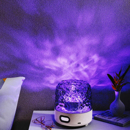 Bedroom projection night light showing water ripple and starry sky effects with remote control