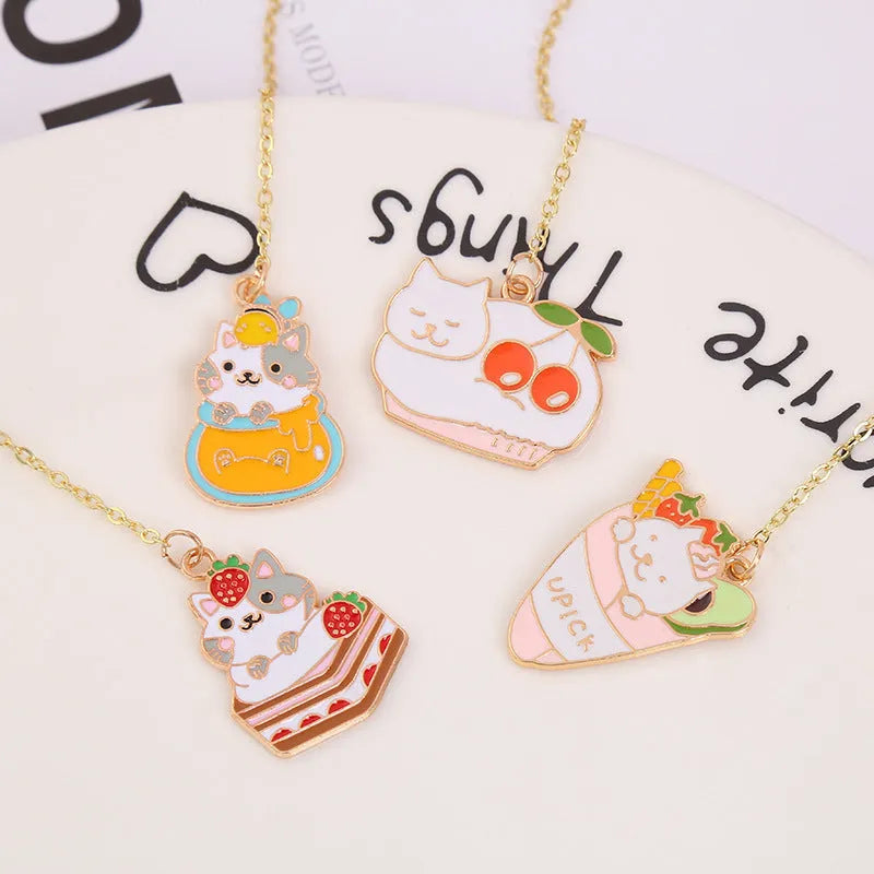 Jane Lime Foodie cat creative metal bookmark with cartoon pendant on a book page.