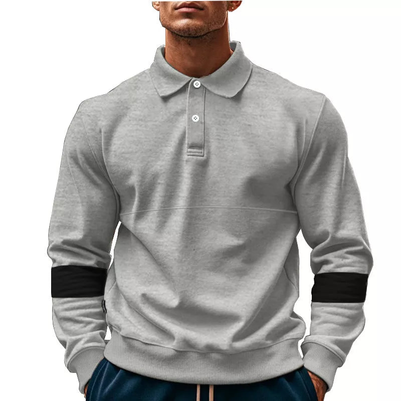 Men's long-sleeved lapel polo shirt in various colors for casual wear