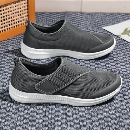 Velcro-fastened mountaineering walking shoes with mesh upper in multiple colour options