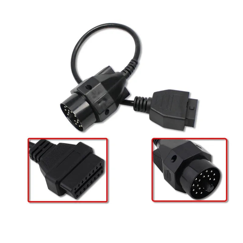 OBD2 BMW 20-pin to 16-pin diagnostic connector cable with corrosion-resistant connectors