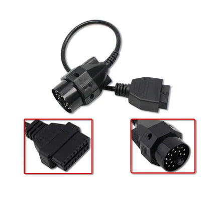 OBD2 BMW 20-pin to 16-pin diagnostic connector cable with corrosion-resistant connectors