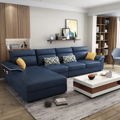 2.18-metre three-seater fabric sofa with wood frame and high-density sponge filling in modern minimalist design