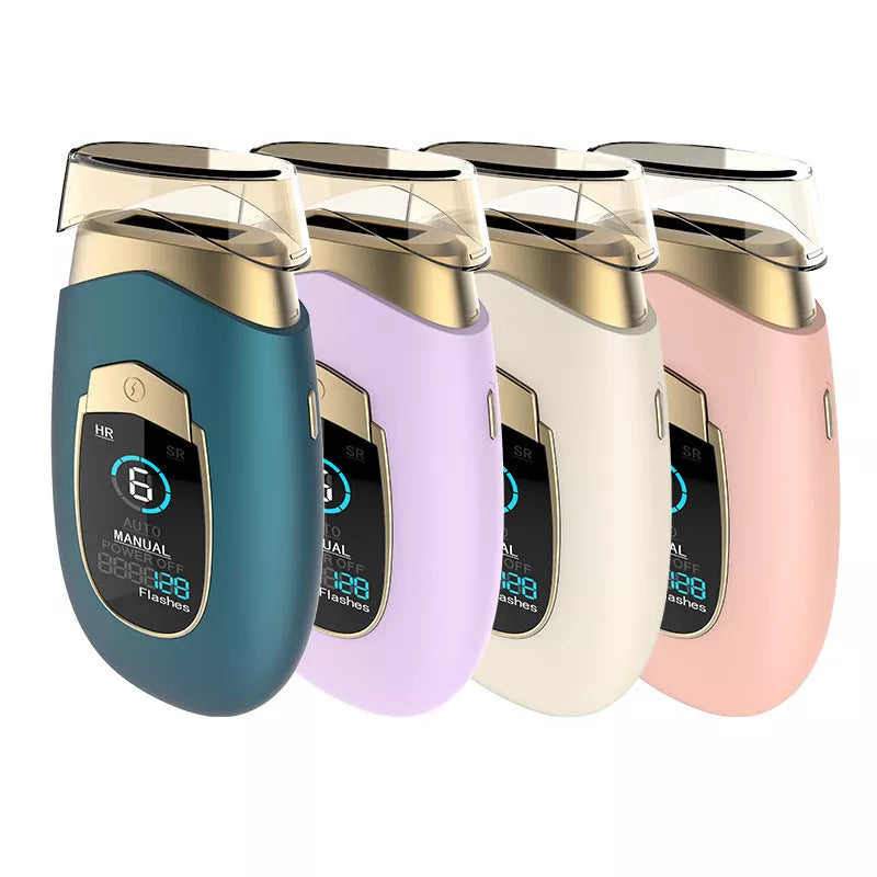 Laser hair removal device for home use in various colors with goggles and power adapter