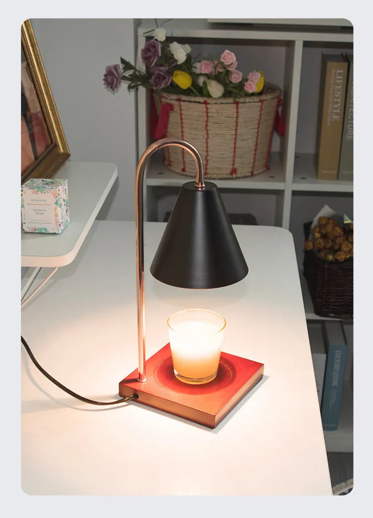 Electric wax melt warmer lamp with stepless dimming, cold rolled steel body, 15 x 33.5 cm, GU10 bulb