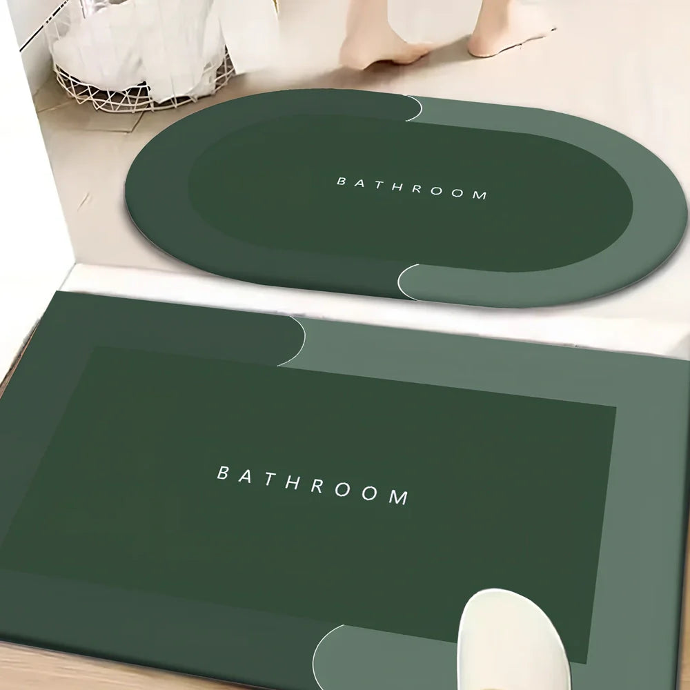 Two-piece Natsume anti-slip bathroom mats 45x70cm in dark grey, machine-woven blended fibres for wet floor grip