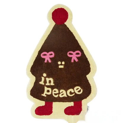 Square Christmas-themed hallway mat with non-slip backing on wooden floor