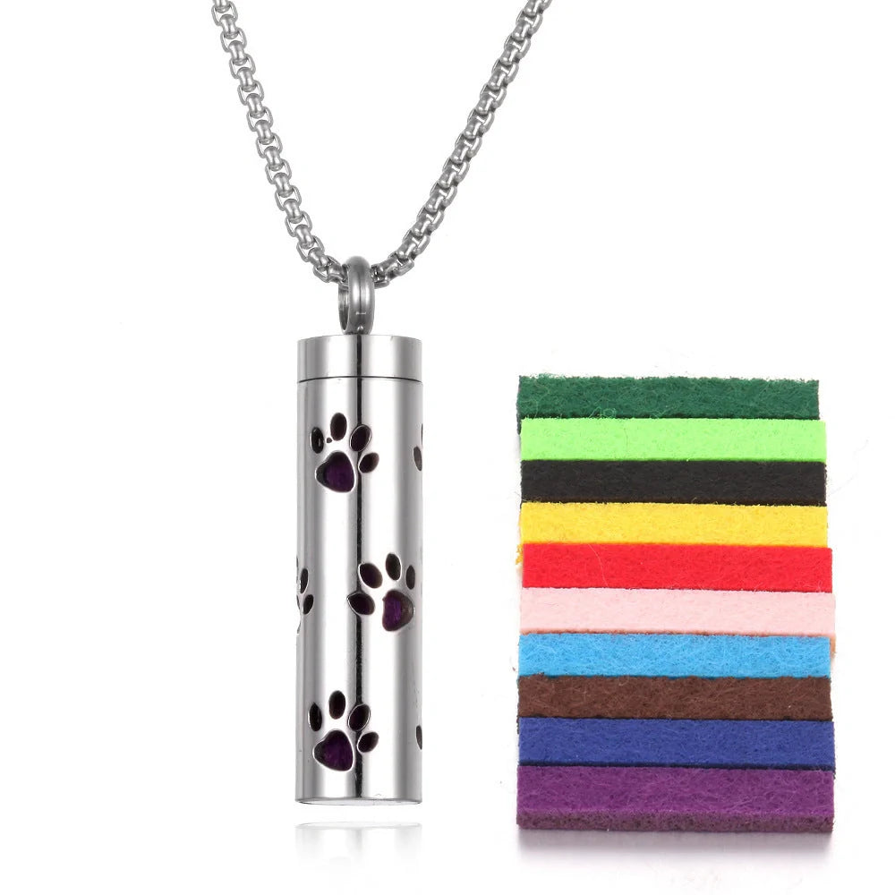 Titanium steel aromatherapy pendant with essential oil diffuser in various color options
