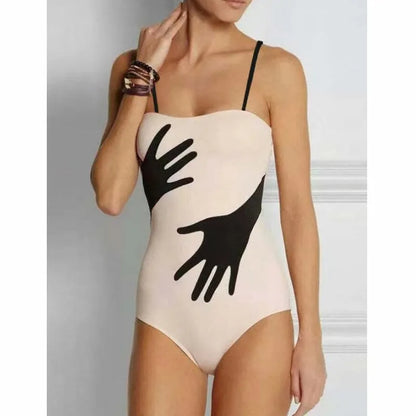 Women's one-piece bikini swimsuit with gauze skirt in polyester for beach swimming