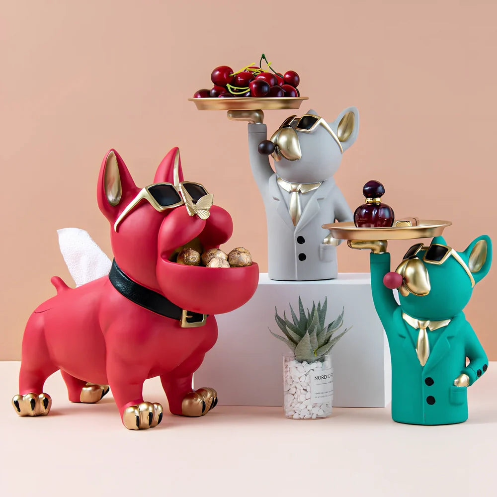 Green synthetic resin animal ornament with European styling measuring 21.5cm wide on wooden surface