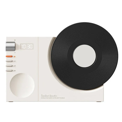 Mini Bluetooth speaker in obsidian black, showing compact design and USB port for charging.