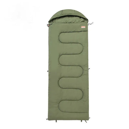 Ochre cotton sleeping bag unfurled showing quilted construction with 210T polyester ripstop shell