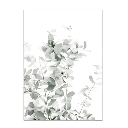 Frameless canvas painting with detailed flower, grass and leaf botanical patterns in Nordic style