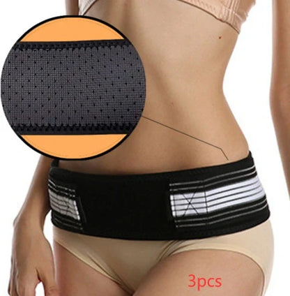 Double-reinforced Pelvic Repair Orthosis Protective Belt in black, available with or without vents for adjustable pelvic support and correction