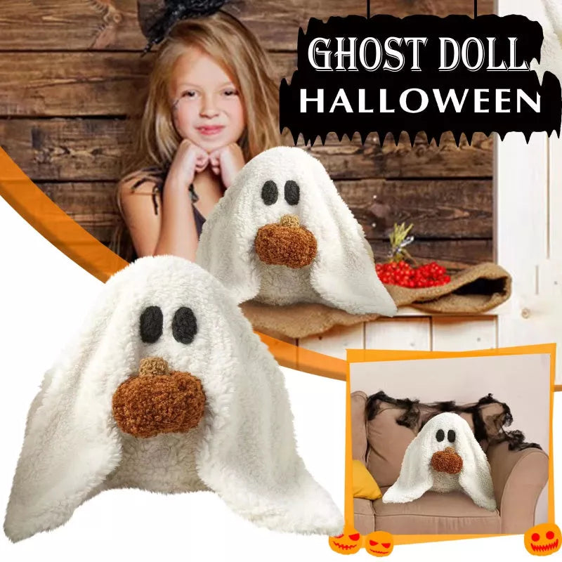 Gus The Ghost With Pumpkin Pillow Halloween Plush Throw Cushion - 75*90CM, PP cotton filled, festive home decor