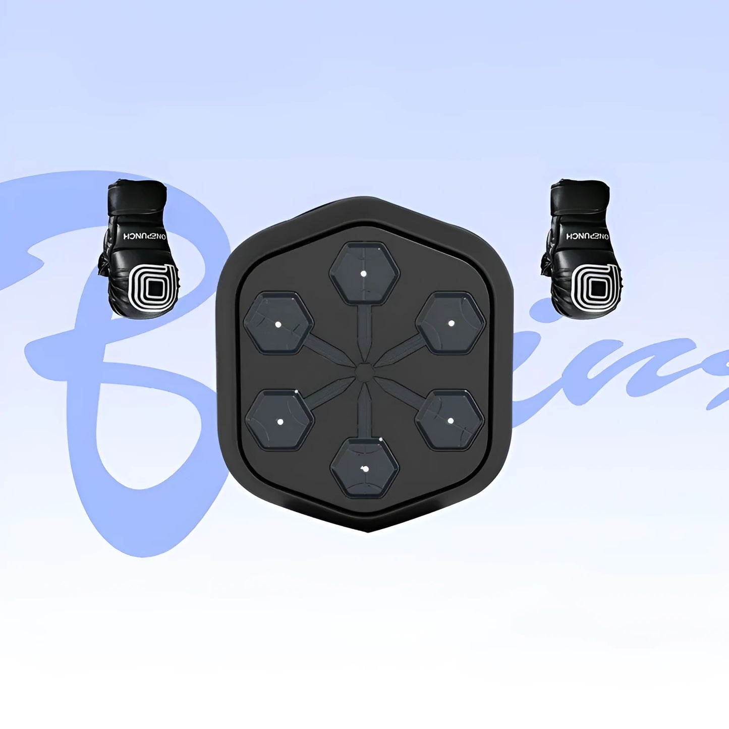 Black smart music boxing machine with Bluetooth connection and velcro design for home fitness training