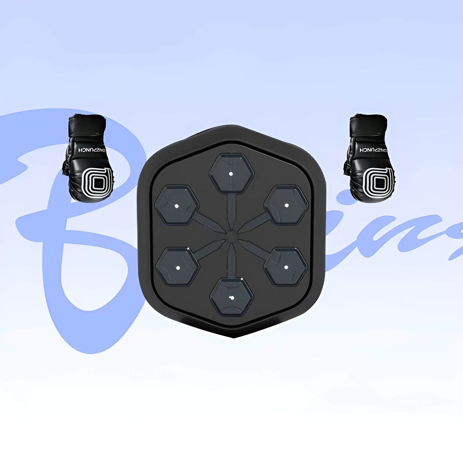 Black smart music boxing machine with Bluetooth connection and velcro design for home fitness training