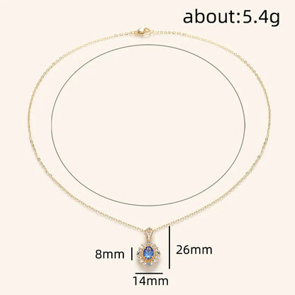 Huitan royal necklace with adjustable 21-50cm chain and mixed gem inlaid pendant on yellow gold finish