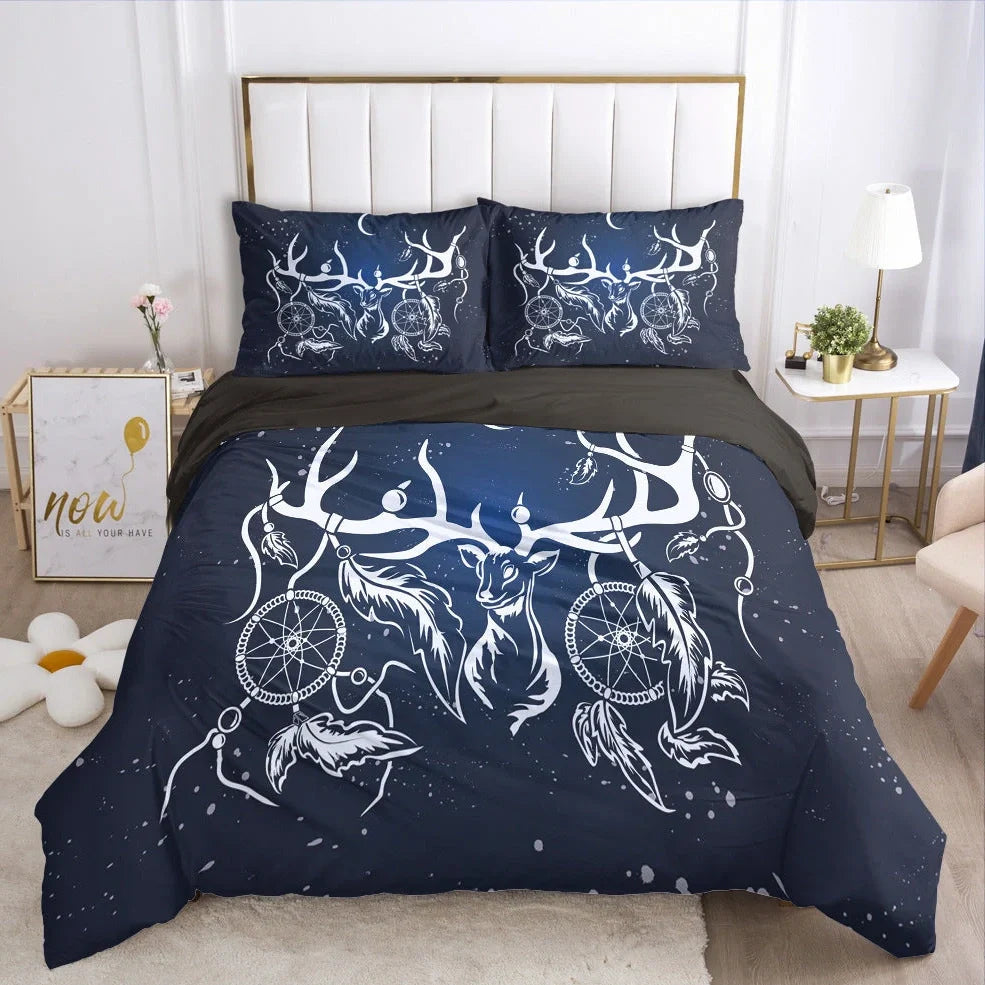 3D digital bedding set with geometric pattern duvet cover and pillowcases in twill weave fabric