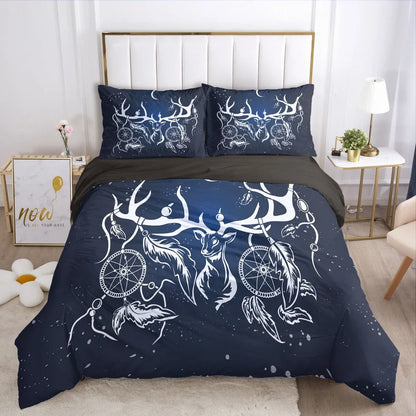 3D digital bedding set with geometric pattern duvet cover and pillowcases in twill weave fabric