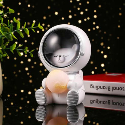 Starry sky animal night light in bear design with LED illumination and resin construction