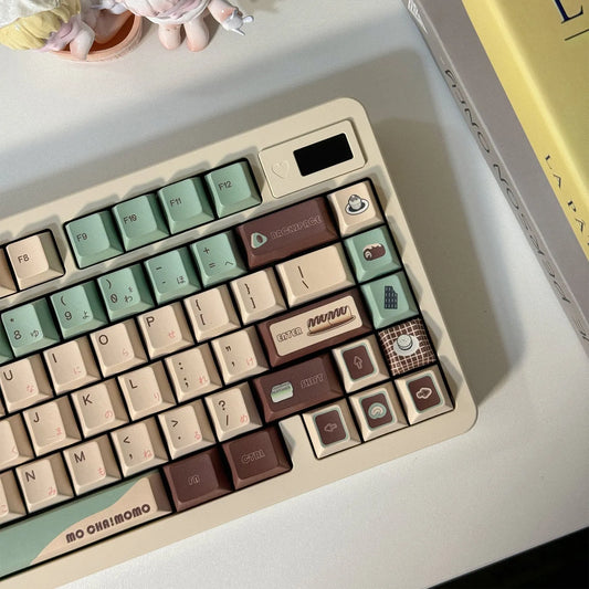 Craft Key CAP mechanical keyboard keycaps in matcha theme with five-sided sublimation printing, key puller, and blister carton.