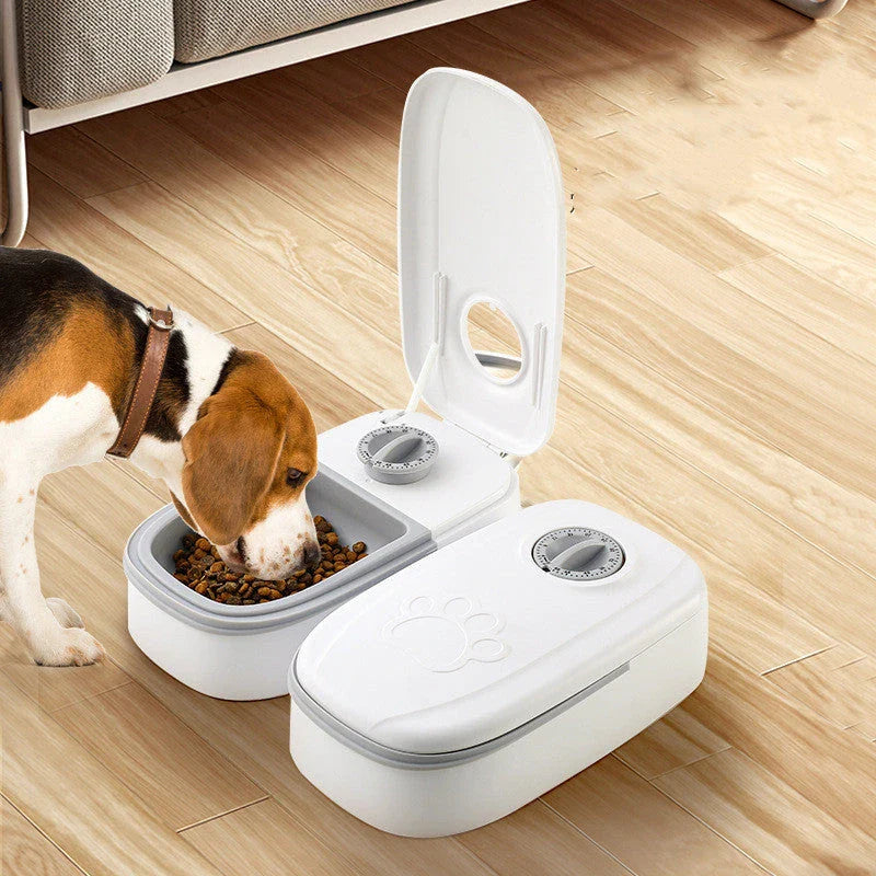 Automatic Pet Feeder with Stainless Steel Bowl for Cats and Dogs, Gravity-Powered Feeding Solution