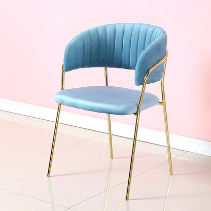 Velvet dining chair in bean paste colour with metal frame, dimensions 53x48x78cm, stable seating option