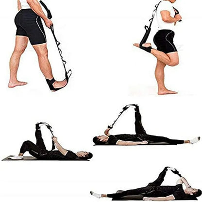 Polyester cotton rehabilitation physiotherapy stretch strap for yoga, available in Black, Blue, and Pink