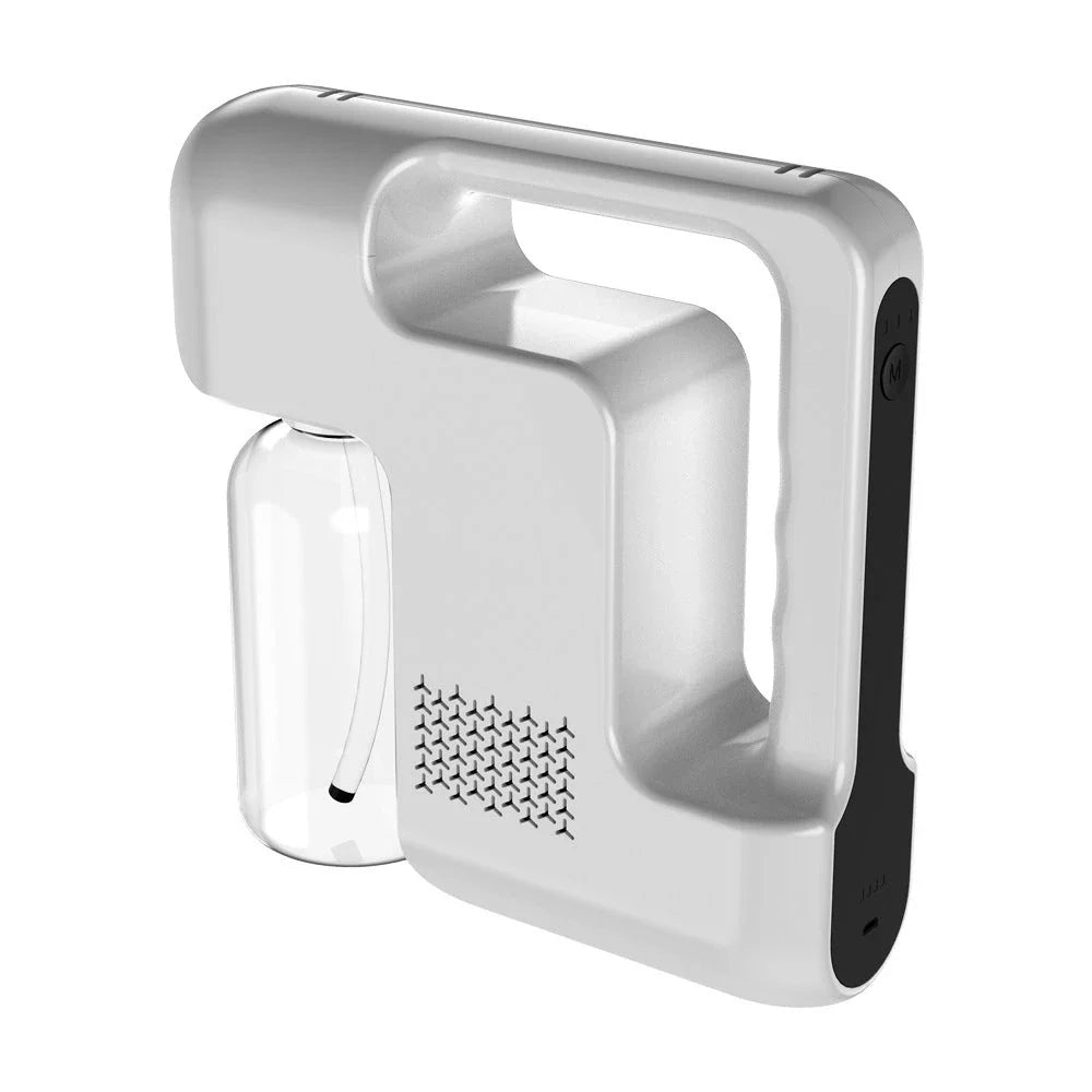 Portable USB-powered disinfection sprayer with wireless charging, featuring atomization technology, long battery life, and multi-functional capabilities