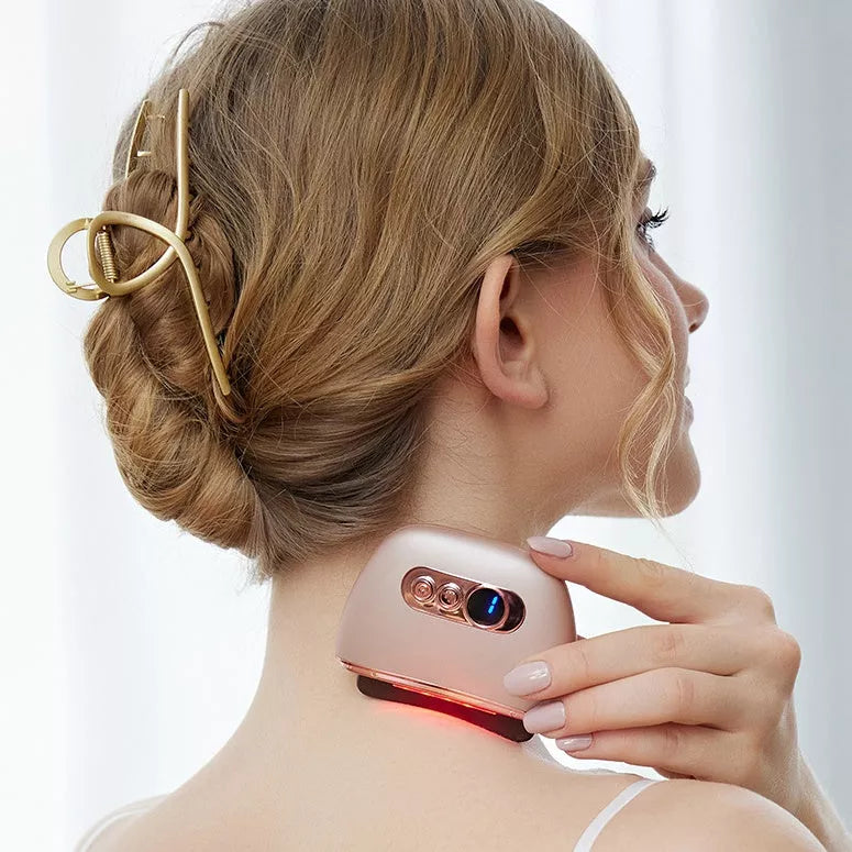 Smart Meridian Brush Face Shaving Beauty Massager in ivory white, pink, or dark green with constant temperature heat