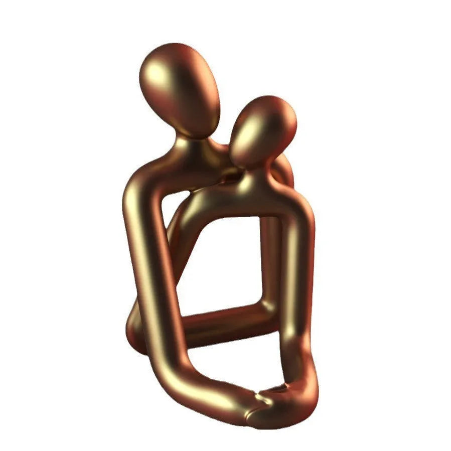 Modern resin couple statue in milky white or gold finish for bookshelf desk decoration