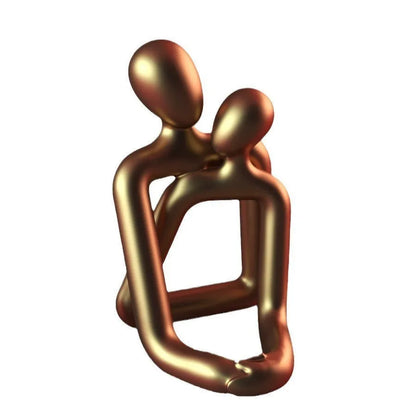 Modern resin couple statue in milky white or gold finish for bookshelf desk decoration