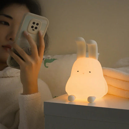 Cute Rabbit Mood Light with dimmable LED and USB charging for kids' rooms