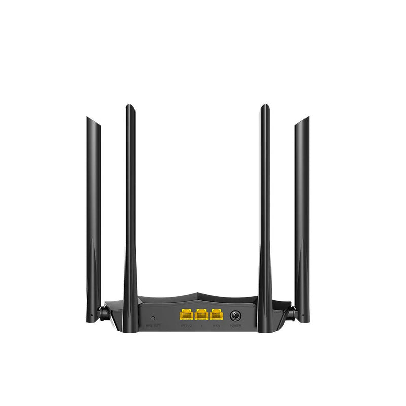 Dual-band wireless router with gigabit ethernet ports providing 2.4GHz and 5GHz home wifi coverage, AC8 model with smart features available in two style variants including multi-language version measuring 365mm by 286mm by 70mm