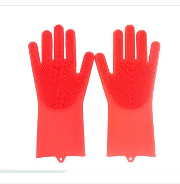 FDA food grade silicone kitchen cleaning gloves with orange colour and 357mm length