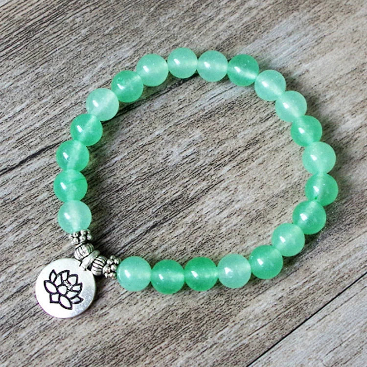 Handmade Matte Amazonite Beaded Charm Bracelet with OM Lotus charm for spiritual and fashion purposes