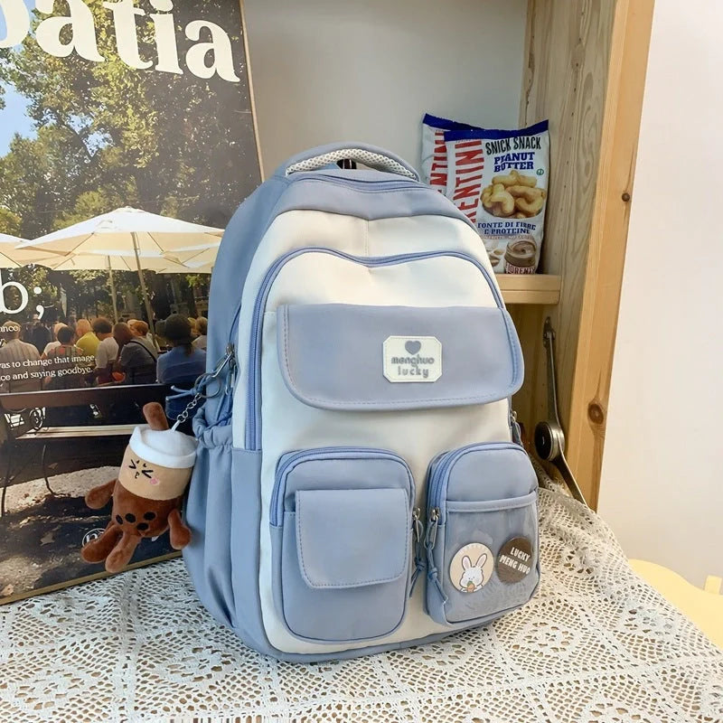 Stylish preppy backpack for women with large capacity and multiple pockets