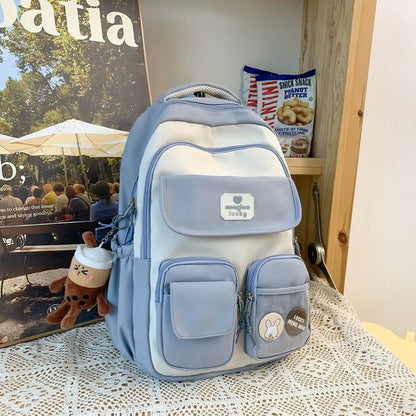 Stylish preppy backpack for women with large capacity and multiple pockets