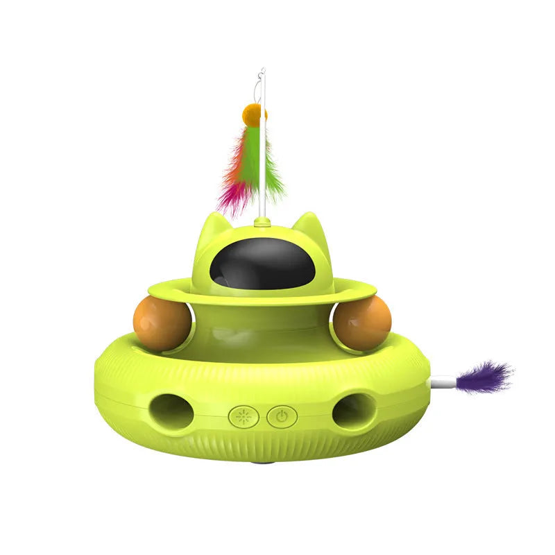 Self Hi automatic cat teaser toy in ABS plastic with infrared laser, USB rechargeable 1200mAh battery, 19.9cm size, feather and ball set