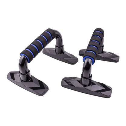 I-shaped push up bar with PP sponge grip in black, blue, grey, or red colours for arm and chest exercises