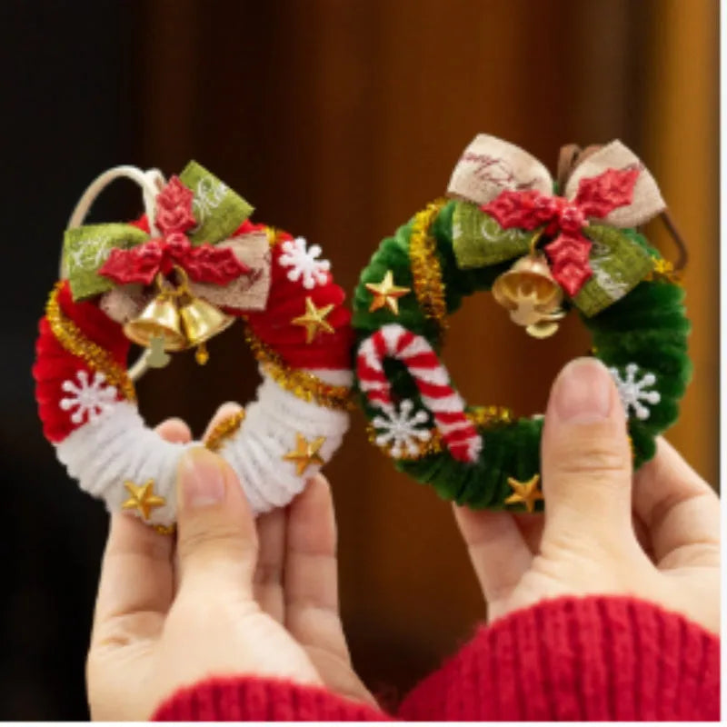 DIY felt Christmas tree braided stick material package for an 8cm flower wreath in Christmas wreath colours