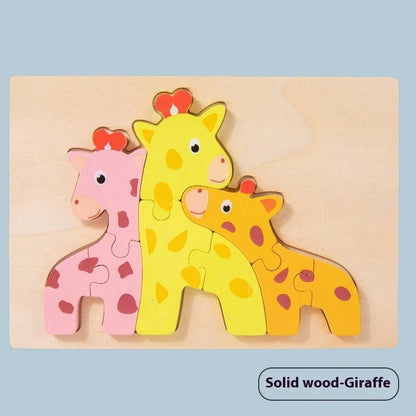 Children assembling wooden 3D puzzle model of dolphin family with 20-30cm dimensions